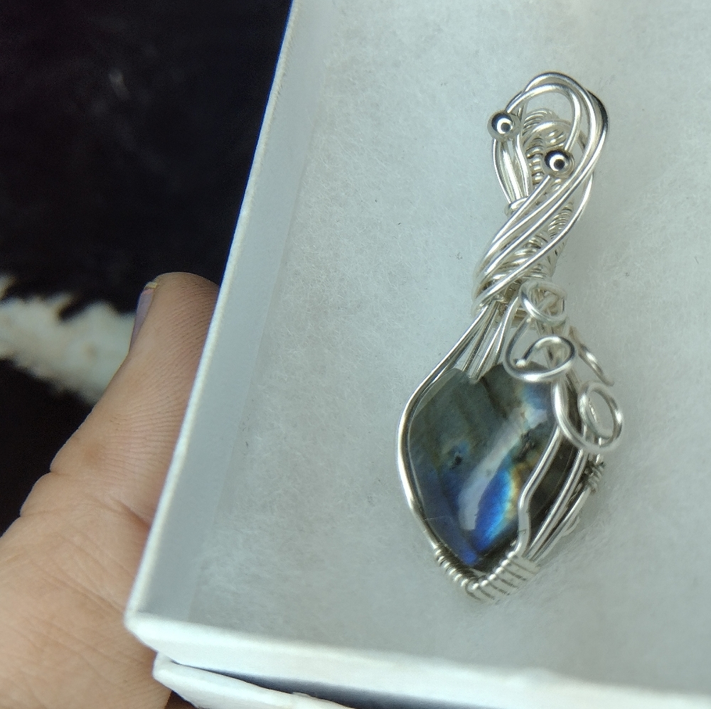 Heart Labradorite sterling silver necklace/pendant